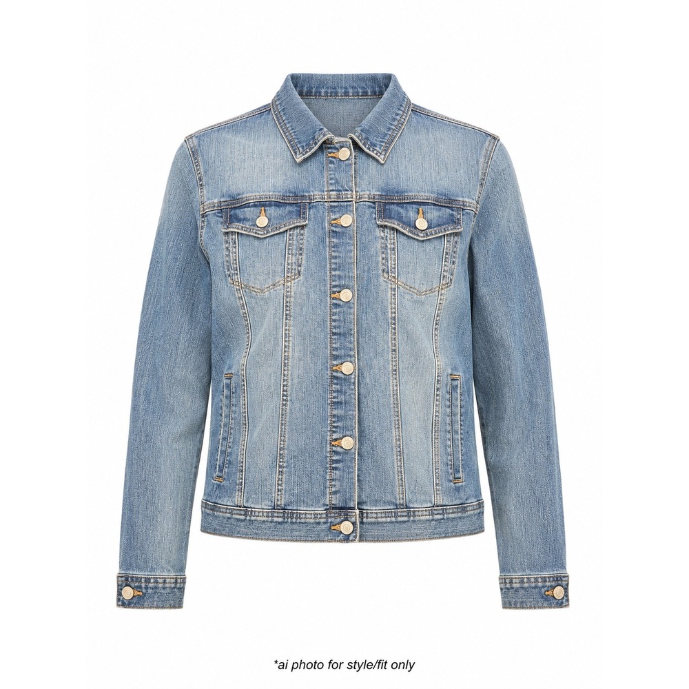Maurices Jean Jacket Women's 3X Plus Blue Distressed Button Front Stretch